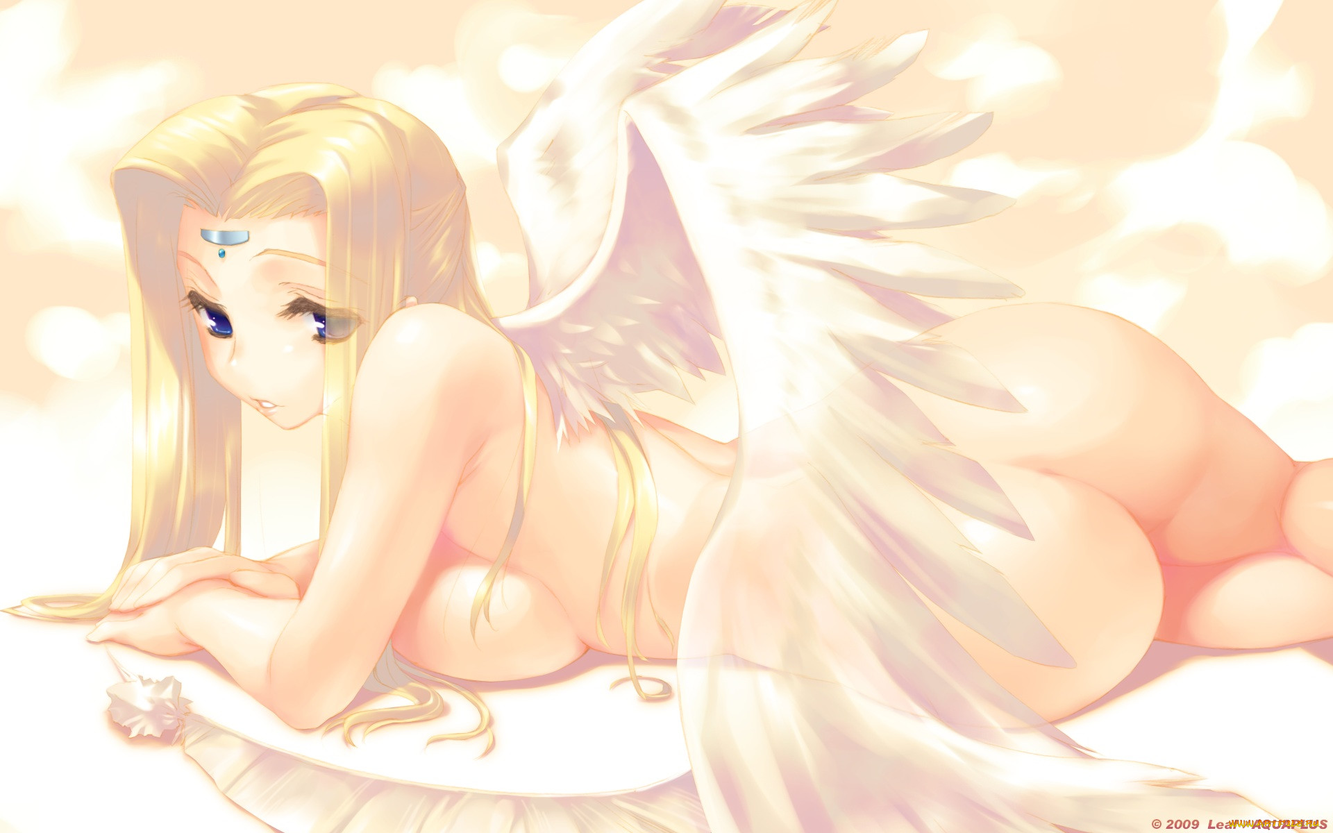 Обои Ангел, девушка, попка, голая, крылья, небо, тучи на рабочий стол - картинки с раздела Девушки
